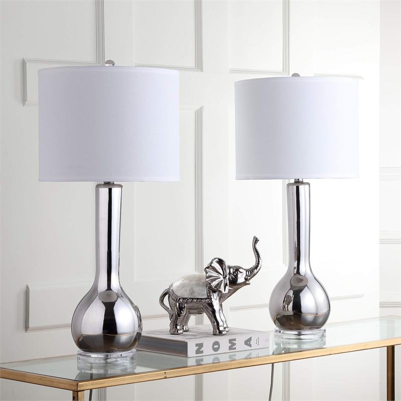 Safavieh Mae Long Neck Ceramic Table Lamp in Black (Set of 2)