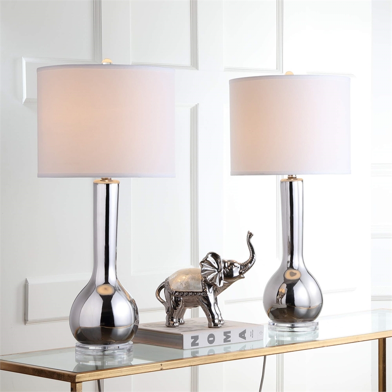 Safavieh Mae Long Neck Ceramic Table Lamp in Black (Set of 2)