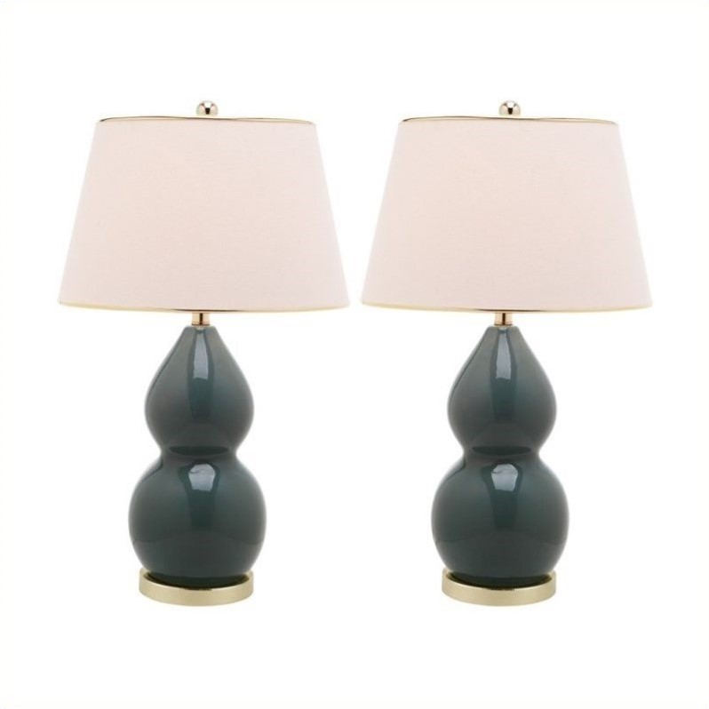 Safavieh Jill Double Gourd Ceramic Lamp In Marine Blue Set