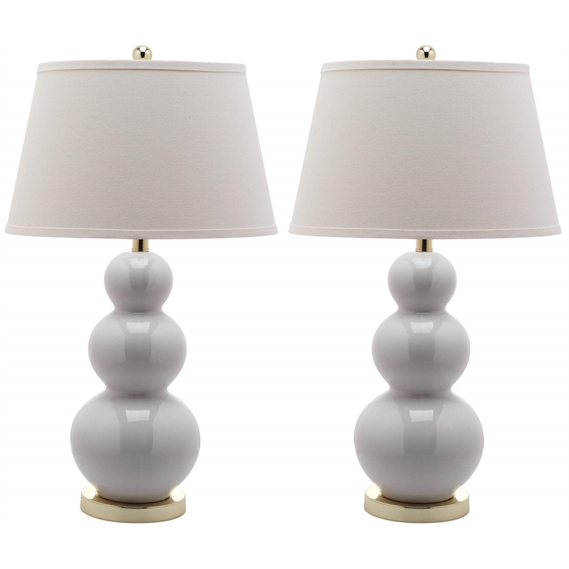 Safavieh Pamela Triple Gourd Ceramic Lamp in White (Set of 2)