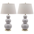 Safavieh Pamela Triple Gourd Ceramic Lamp in White (Set of 2)