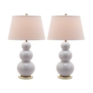 Safavieh Pamela Triple Gourd Ceramic Lamp in White (Set of 2)