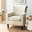 Safavieh Megan Birch Wood Abbey Club Chair in Ivory Floral Pattern