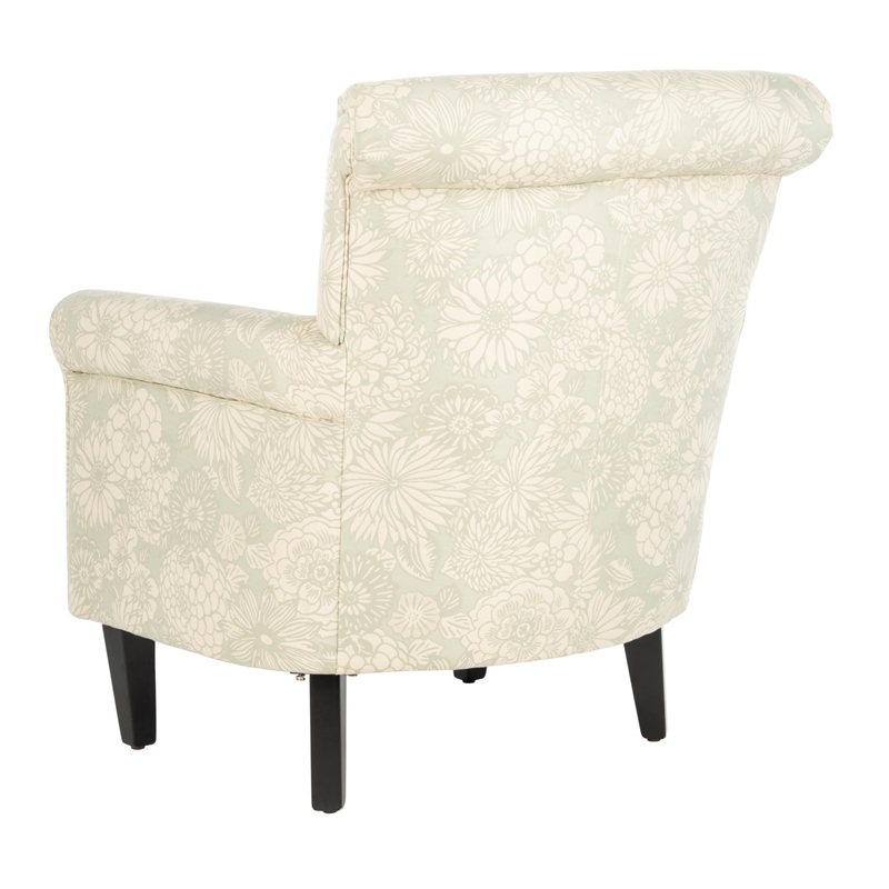 Safavieh Megan Birch Wood Abbey Club Chair in Ivory Floral Pattern