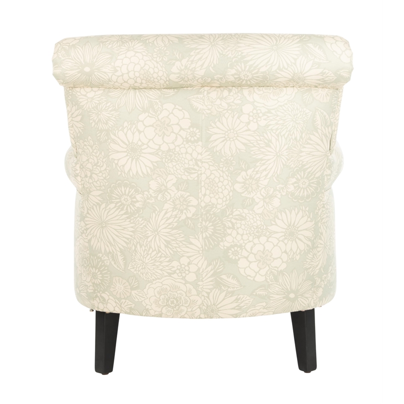 Safavieh Megan Birch Wood Abbey Club Chair in Ivory Floral Pattern