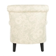 Safavieh Megan Birch Wood Abbey Club Chair in Ivory Floral Pattern