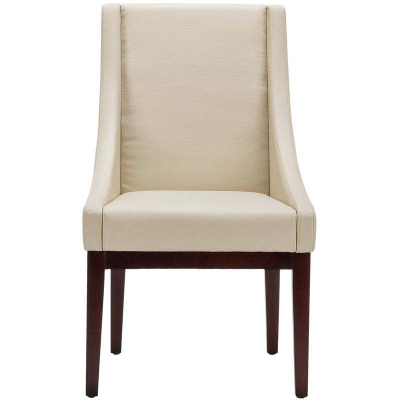Safavieh Soho Leather Monroe Leather Slipper Swayback Arm Chair in Ivory