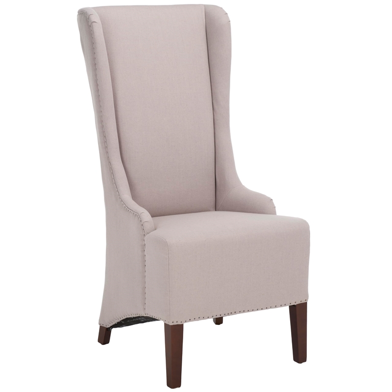 Safavieh Jack Birch  Bacall Nailhead Linen  Dining Chair in Taupe