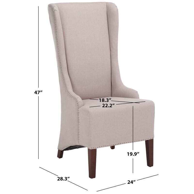 Safavieh Jack Birch  Bacall Nailhead Linen  Dining Chair in Taupe