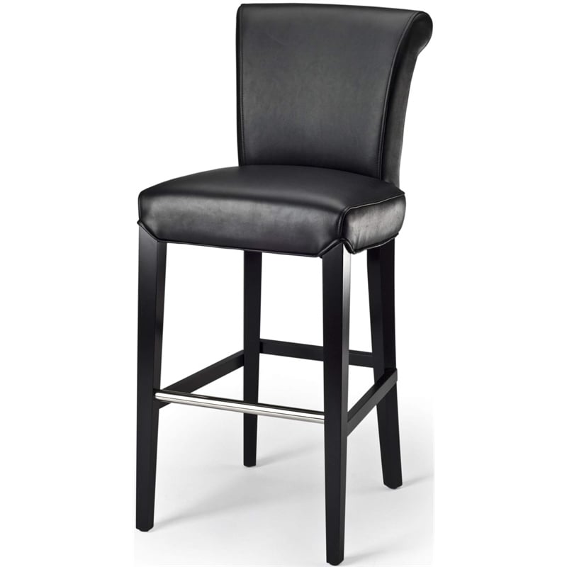 Safavieh Seth Leather Bar Stool in Black