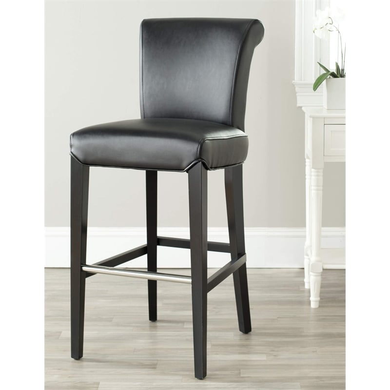 Safavieh Seth Leather Bar Stool in Black