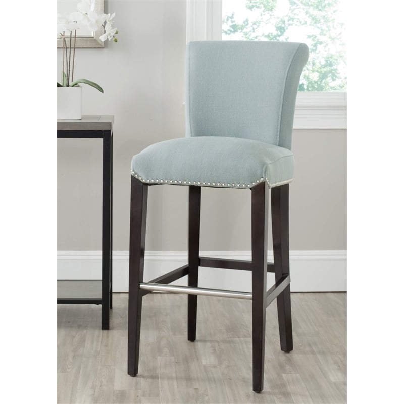 Safavieh Seth Leather Bar Stool in Black