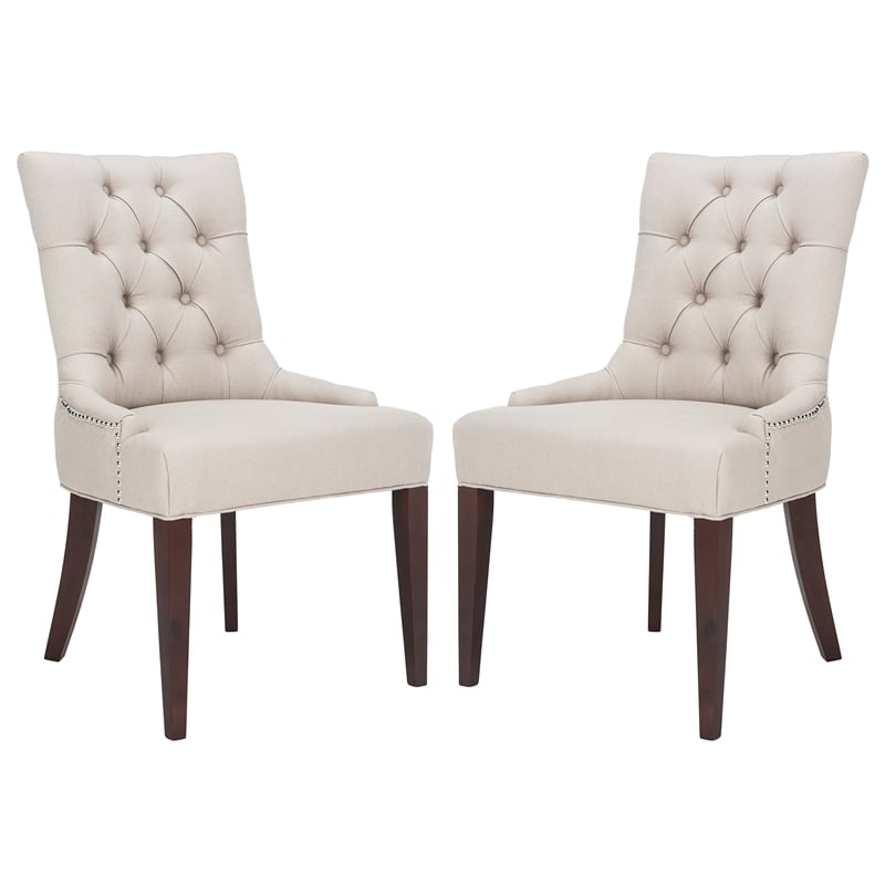 Safavieh Amanda Tufted Leather Chair in Ivory