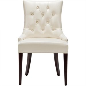 safavieh amanda tufted leather chair in ivory
