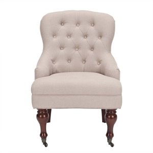 safavieh madeline birch wood upholstered tufted slipper chair in white