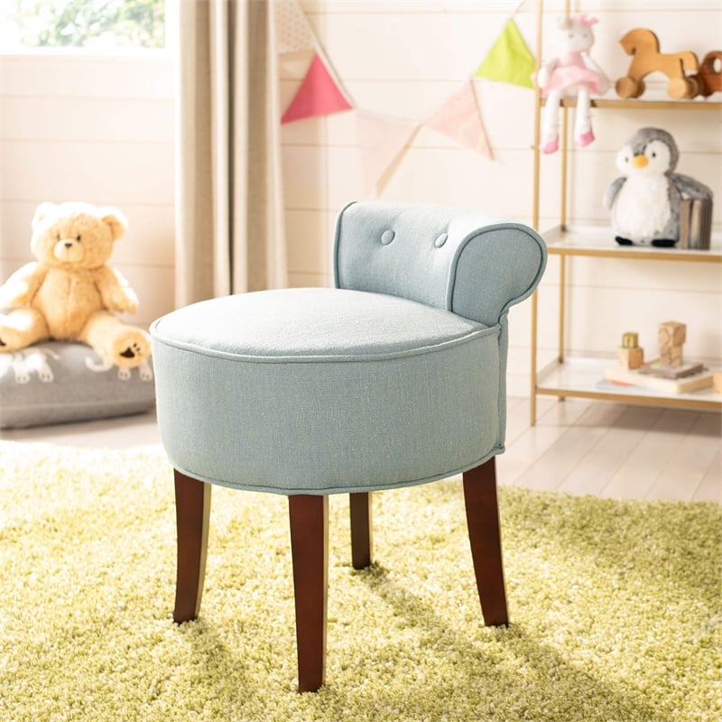 Safavieh Hannah Birch Wood Vanity Chair in Light Blue