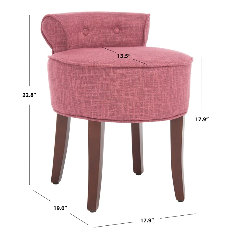 Safavieh Megan Birch Wood Vanity Stool in Pink