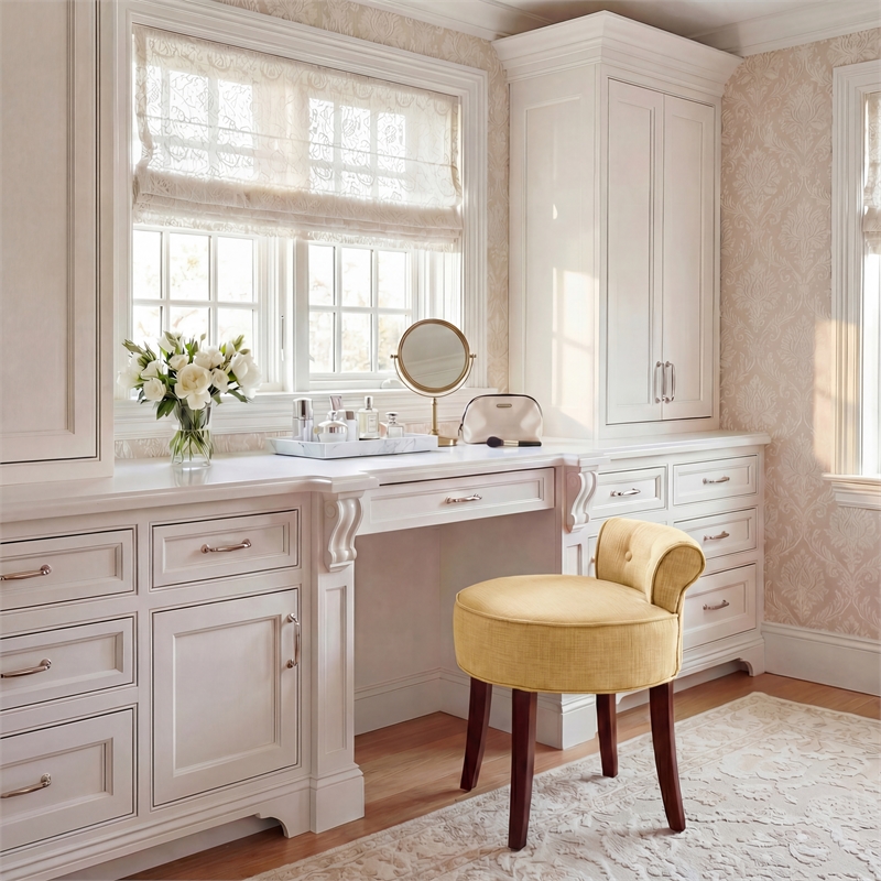 Safavieh Georgia Wood Vanity Stool in Gold