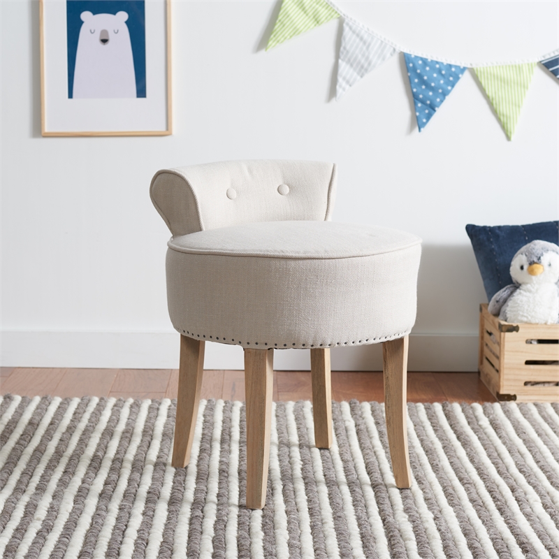 Safavieh Georgia Wood Vanity Stool in Beige