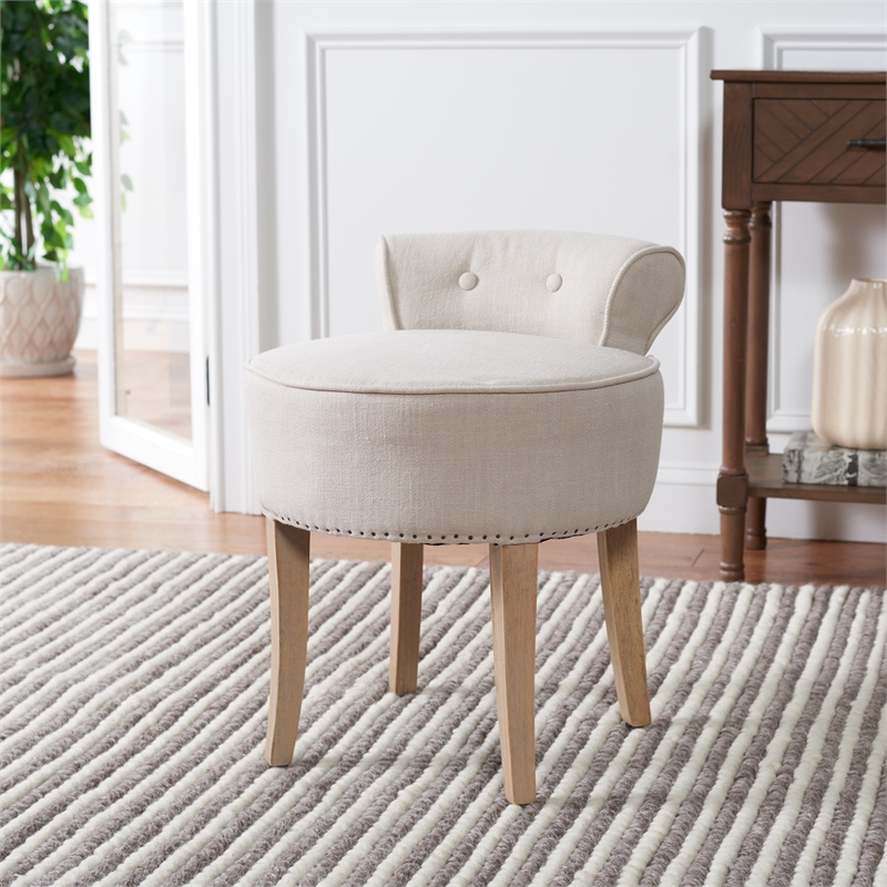 Safavieh Georgia Wood Vanity Stool in Beige