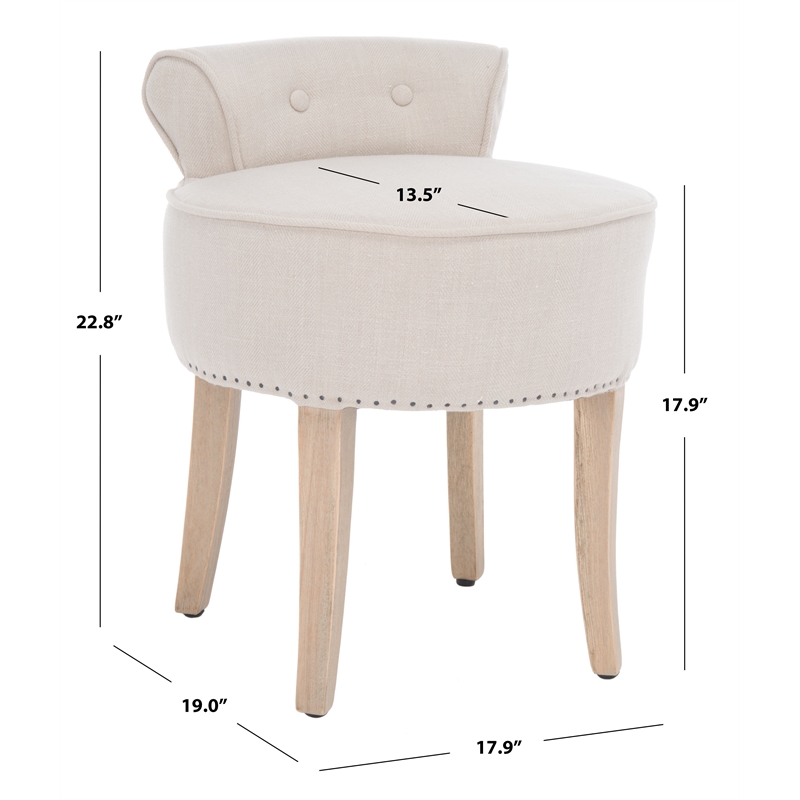 Safavieh Georgia Wood Vanity Stool in Beige