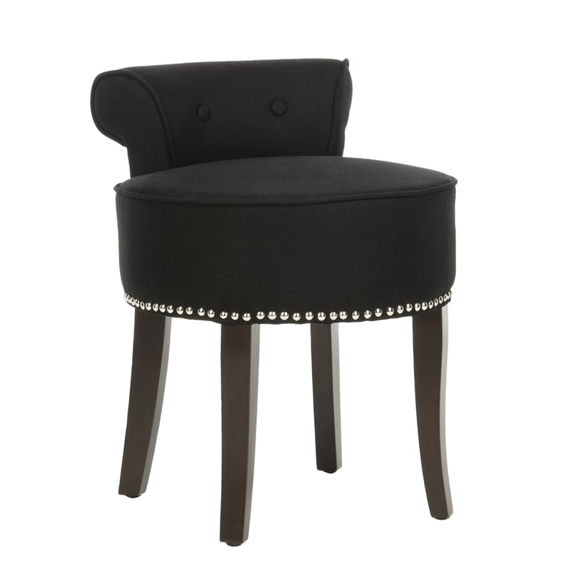Safavieh Georgia Wood Vanity Stool in Black