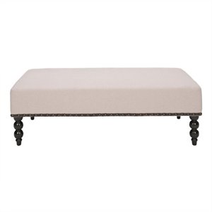 Safavieh Rylee Linen Ottoman in Off White