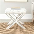 Safavieh Palmer Birch Wood Ottoman in White with French Writing
