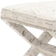 Safavieh Palmer Birch Wood Ottoman in White with French Writing
