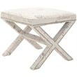 Safavieh Palmer Birch Wood Ottoman in White with French Writing