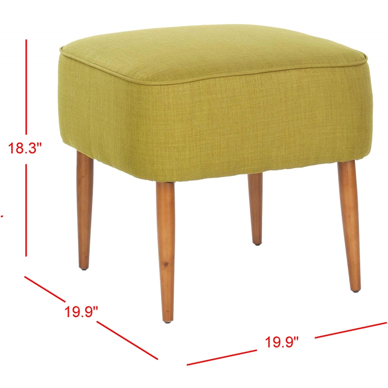 Safavieh Jerry Birch Wood Ottoman in Green