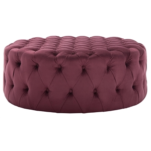 Safavieh Charlene Plywood and Cotton Ottoman in Bordeaux