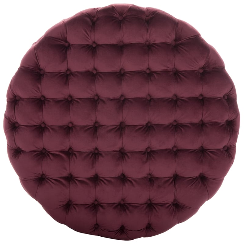 Safavieh Charlene Plywood and Cotton Ottoman in Bordeaux