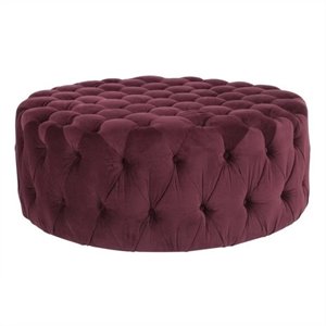 Safavieh Charlene Plywood and Cotton Ottoman in Bordeaux