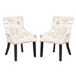 Safavieh Gavin Brass Upholstered Slipper Swayback Chair in White and Gray (Set Of 2)