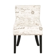 Safavieh Gavin Brass Upholstered Slipper Swayback Chair in White and Gray (Set Of 2)