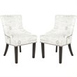 Safavieh Gavin Brass Upholstered Slipper Swayback Chair in White and Gray (Set Of 2)