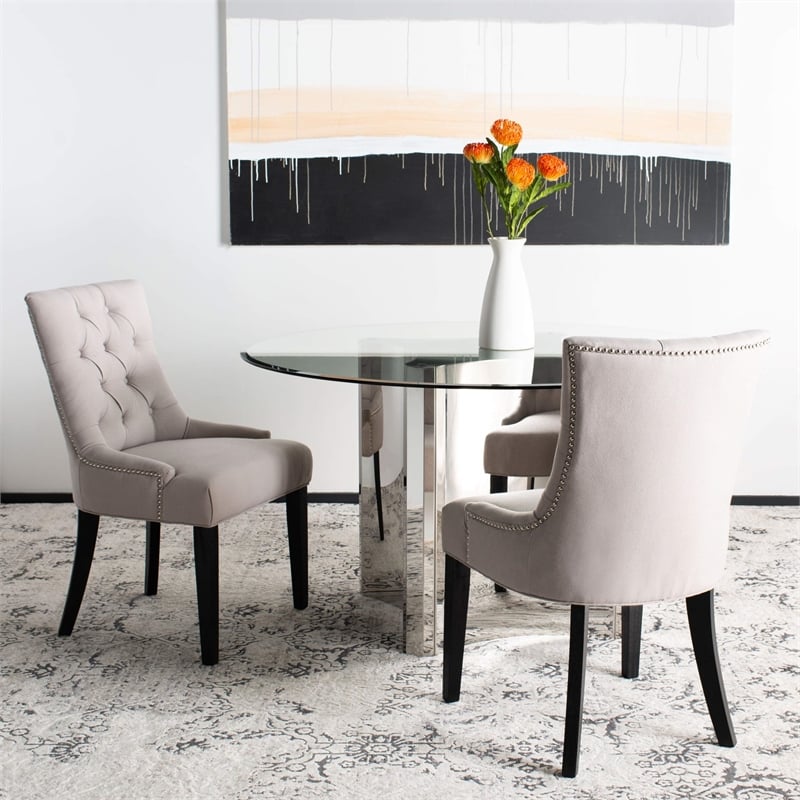 Safavieh Peyton/Ashley Tufted Dining Chair in Taupe (Set of 2)