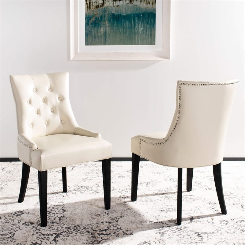 Safavieh Peyton/Ashley Tufted Dining Chair in Taupe (Set of 2)