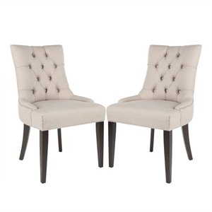 safavieh peyton/ashley tufted dining chair in taupe (set of 2)