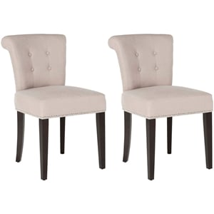 Safavieh Sinclair Nickle Nailhead Ring Dining Chair in Taupe (Set Of 2)