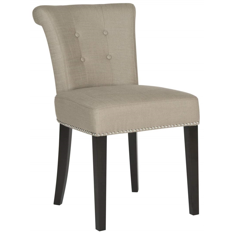 Safavieh Sinclair Nickle Nailhead Ring Dining Chair in Taupe (Set Of 2)