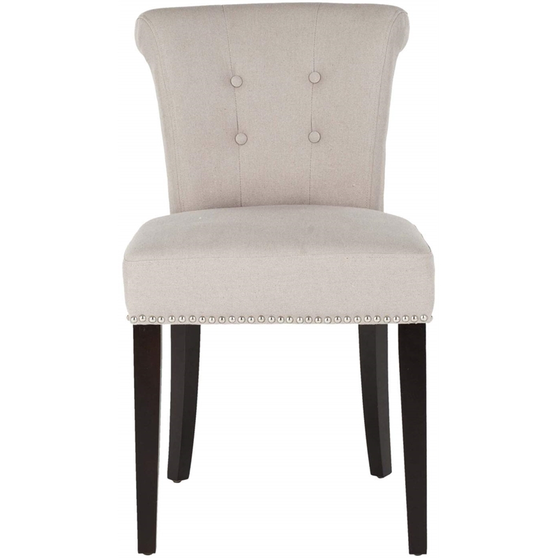 Safavieh Sinclair Nickle Nailhead Ring Dining Chair in Taupe (Set Of 2)