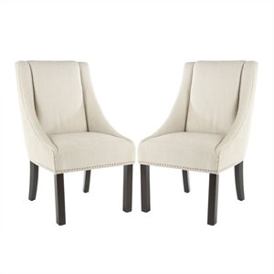 Safavieh Molly Beech  Sloping Arm Dining Chair in Beige (Set Of 2)