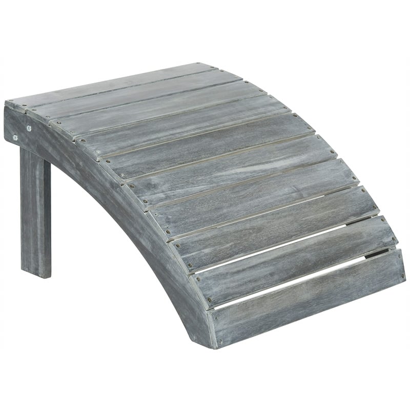 Safavieh Mopani Acacia Ottoman in Ash Grey