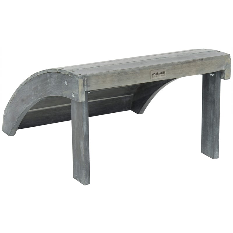 Safavieh Mopani Acacia Ottoman in Ash Grey