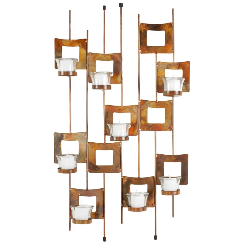 Safavieh Votive Iron and Glass Wall Decor in Burnt Copper