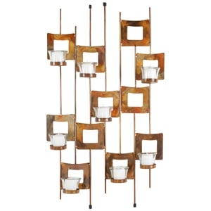 Safavieh Votive Iron and Glass Wall Decor in Burnt Copper