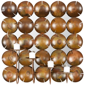 Safavieh Iron Glass and Wood Round Cut Cup Wall Decor in Burnt Copper