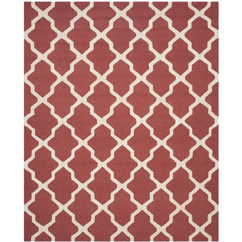 Safavieh Cambridge Wool Large Rectangle Rug CAM121L-8 in Rust and Ivory